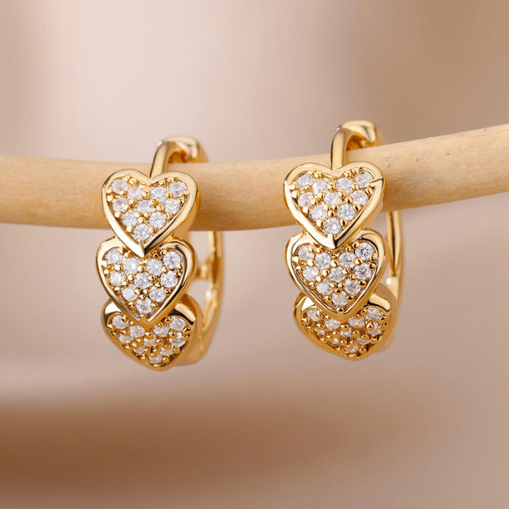 Zirconium Heart Earrings
